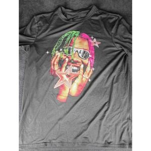 Mens Graphic Lil Yachty T-Shirt Black Short Sleeve Star Portrait Large